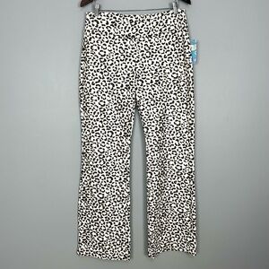 Lulu-B Leopard Knit Bootcut Pant Women’s Size L Pull On Tummy Smoothing Metallic